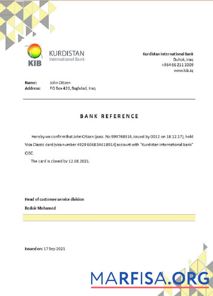 Realistic Iraq Kurdistan International closure reference sample